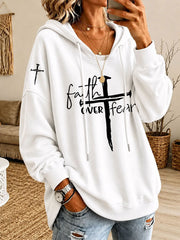 Women’s 'Faith Over Fear' Printed Casual Hoodie