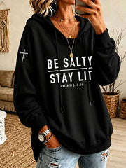 Women's 'Be Salty Stay Lit' Printed Casual Hoodie