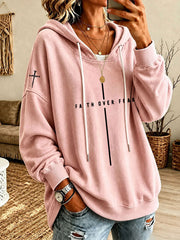 Women’s 'Faith Over Fear' Printed Casual Hoodie