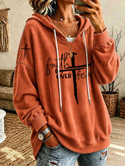 Women’s 'Faith Over Fear' Printed Casual Hoodie