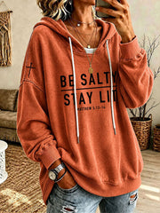 Women's 'Be Salty Stay Lit' Printed Casual Hoodie