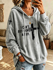 Women's 'I Can't But I Know A Guy' Printed Casual Hoodie