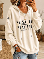 Women's 'Be Salty Stay Lit' Printed Casual Hoodie