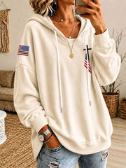 Women’s Cross Print Casual Hoodie