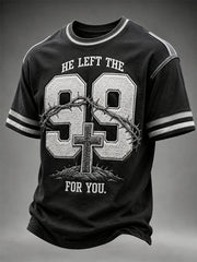 Men's He Left The 99 For You Christian Jersey Print short sleeves t-shirt