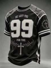 Men's He Left The 99 For You Christian Jersey Print short sleeves t-shirt