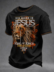 Men's Christian Jesus is Lord the King of Kings and Lord of Lords Cross Short Sleeve T-shirt