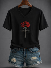 Women's Faith Printed V-neck T-shirt