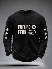 Men's Faith Over Fear Casual Waffle Long Sleeve T-Shirt