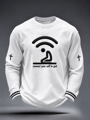 Men's Connect Yourself To God Faith Casual Waffle Long Sleeve T-Shirt