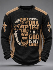 Men's I Took a DNA Test God Is My Father Print Waffle Long Sleeve T-Shirt