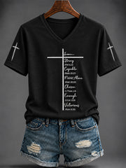 Women's Faith Printed V-neck T-shirt
