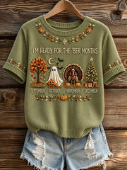Women's Vintage I'm Ready For The 'ber Months Print Short-sleeved T-shirt