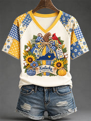 Women's Kentucky Fall Pumpkin Casual T-shirt