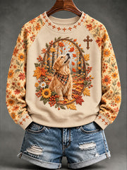 Women's Faith Autumn Animal Casual Raglan Sleeve Sweatshirt