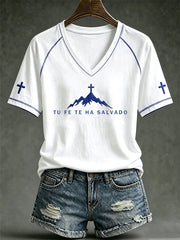 Women's faith theme pattern printed casual short-sleeve T-shirt