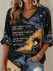 Women's Inspirational Belief Mid-length Sleeves V-Neck T-Shirt