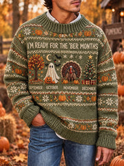 Men's Vintage I'm Ready For The 'ber Months Print Long-sleeved Sweater