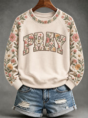 Women's PRAY Print Casual Sweatshirt