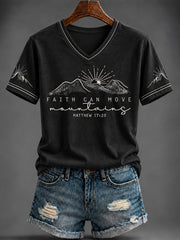 Women's Faith Printed V-neck T-shirt
