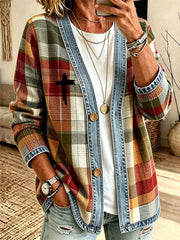 Women's Christian Art Patchwork Cardigan