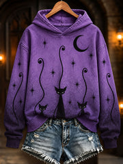 Women's Halloween Cat Art Regular Sweatshirt