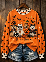 Women's Funny Halloween Witch Art Print Casual Sweatshirt