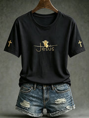 Women's faith theme pattern printed casual short-sleeve T-shirt
