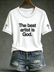 Women's faith-themed pattern print casual short-sleeve T-shirt