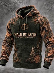Men's Christian WALK BY FAITH, NOT BY SIGHT 2 Corinthians 5:7 Checkered Cotton Hoodie