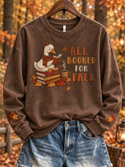 Women's Autumn-Themed Patterned Casual Sweatshirt