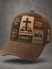 Unisex Christian Cross Faith Patchwork Print Hat