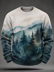 Men's Autumn Landscape Pattern Design Casual Imitation Sweater
