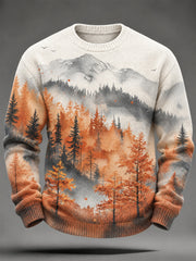 Men's Autumn Landscape Pattern Design Casual Imitation Sweater