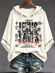 Women's Jesus Saves Printed Casual Hoodie
