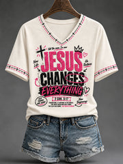 Women’s Jesus Printed Casual T-Shirt