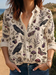 Women's Halloween Crow Print Shirts