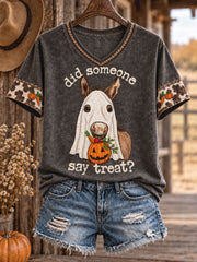 Women's Western Halloween Art Printed T-shirt