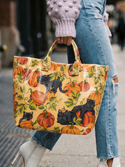 Women's Black Cat and Pumpkin Handbag