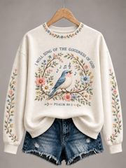 Women's Faith-themed scripture and floral print Regular Sweatshirt