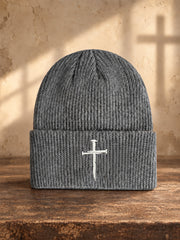 Unisex Christian Cross Print Beanie