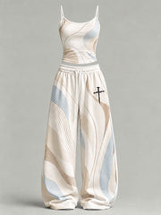 Women's Cross Print Casual Set