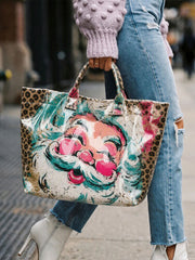 Women's Leopard Print Santa Handbag