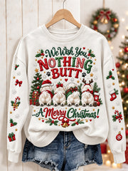 Women's We Wish You Nothing Butt A Merry Christmas Maltese Dogs Print Sweatshirt