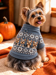 Vintage Yorkshire Terrier Dogs Isle Pattern Print Short-Sleeve Shirt (with D-ring)