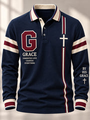 Men's Christian Grace Upon Grace Cross Long Sleeve Top
