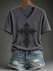 Women's Gothic Cross Christian T-Shirt