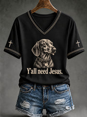 Women's Christian Y'all Need Jesus Short Sleeve T-shirt