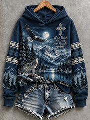 Women’s Faith Print Casual Hoodie
