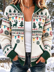 Women's Christmas print Knitted Coat